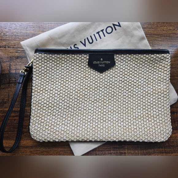 Louis Vuitton Handbags - NWOT Louis Vuitton Saint Jacques Raffia Pouch with Dust Bag